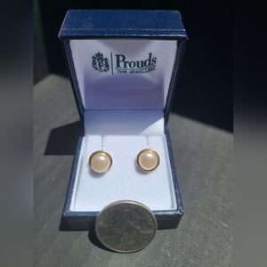 Gold Freshwater Pearl Stud Earrings